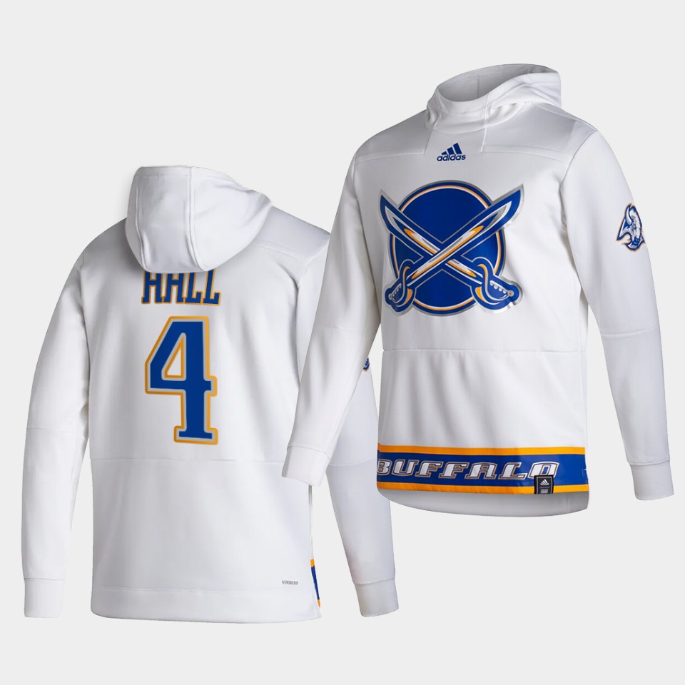 Men Buffalo Sabres #4 Hhll White NHL 2021 Adidas Pullover Hoodie Jersey